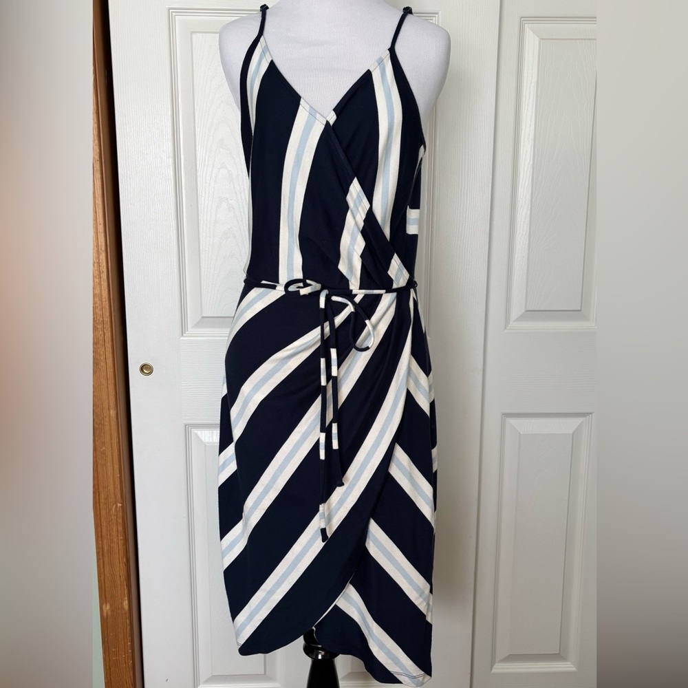 41 Hawthorn Navy and White Striped Midi Dress